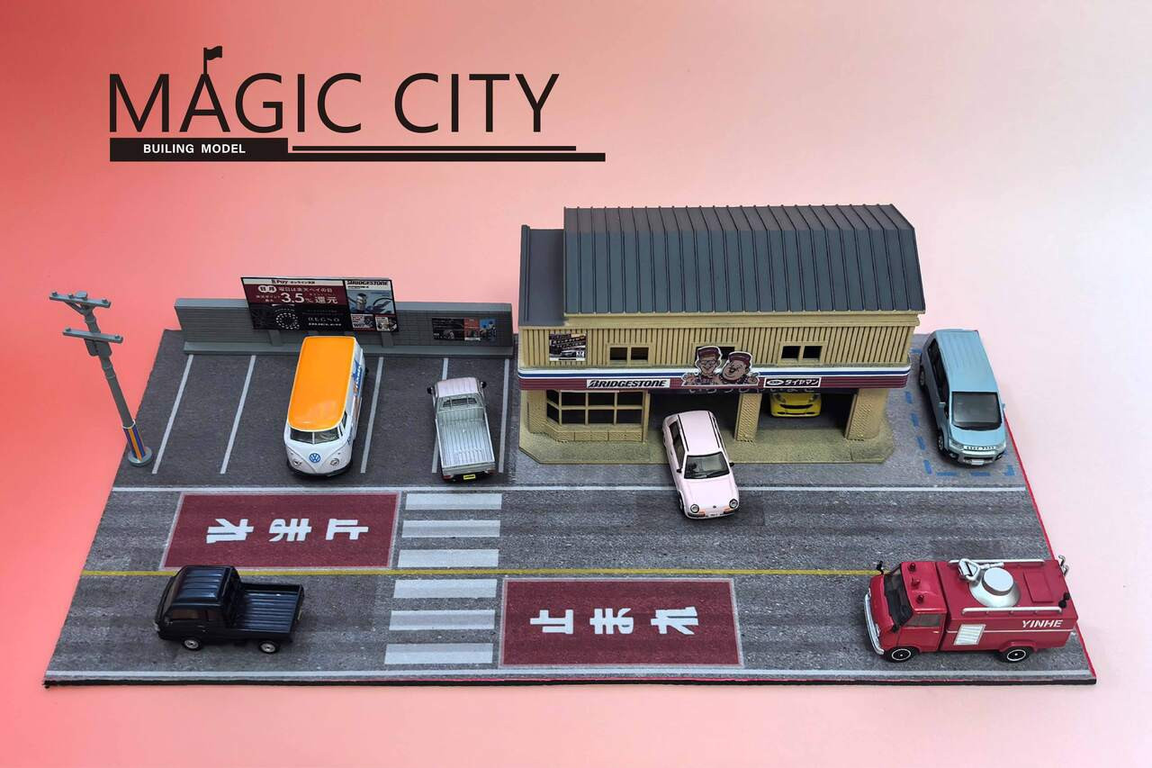 1/64 Magic City Japan BRIDGESTONE Shop Diorama with LED (Cars & Figures NOT Included)