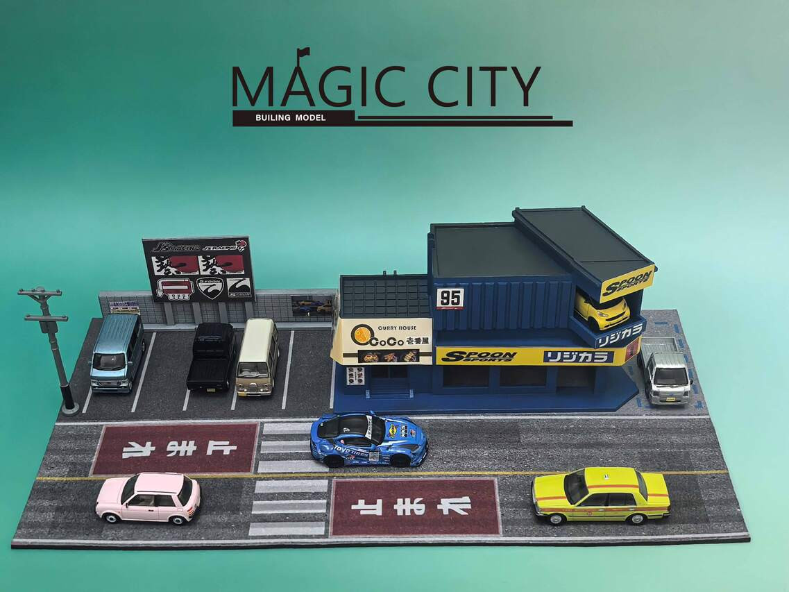 1/64 Magic City Japan SPOON & Coco Shop Diorama with LED (Cars & Figures NOT Included)