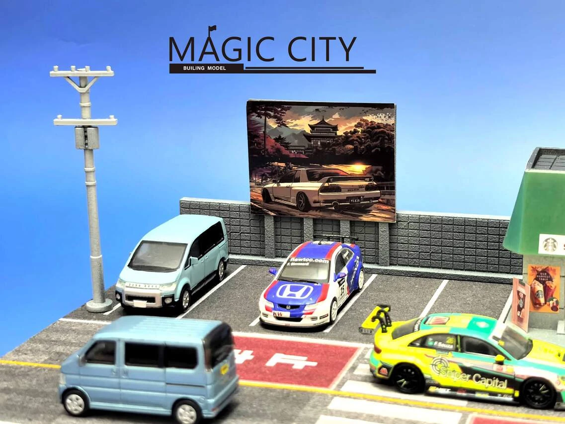 1/64 Magic City Japan Nissan & Starbucks Shop Diorama with LED (Cars & Figures NOT Included)