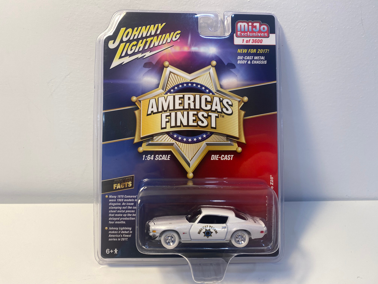 CHASE CAR 1/64 Johnny Lightning 1970 Chevrolet Camaro Z28 California Highway Patrol (CHP) (White) "America's Finest" Limited Edition to 3,600 pieces Worldwide Diecast Car Model