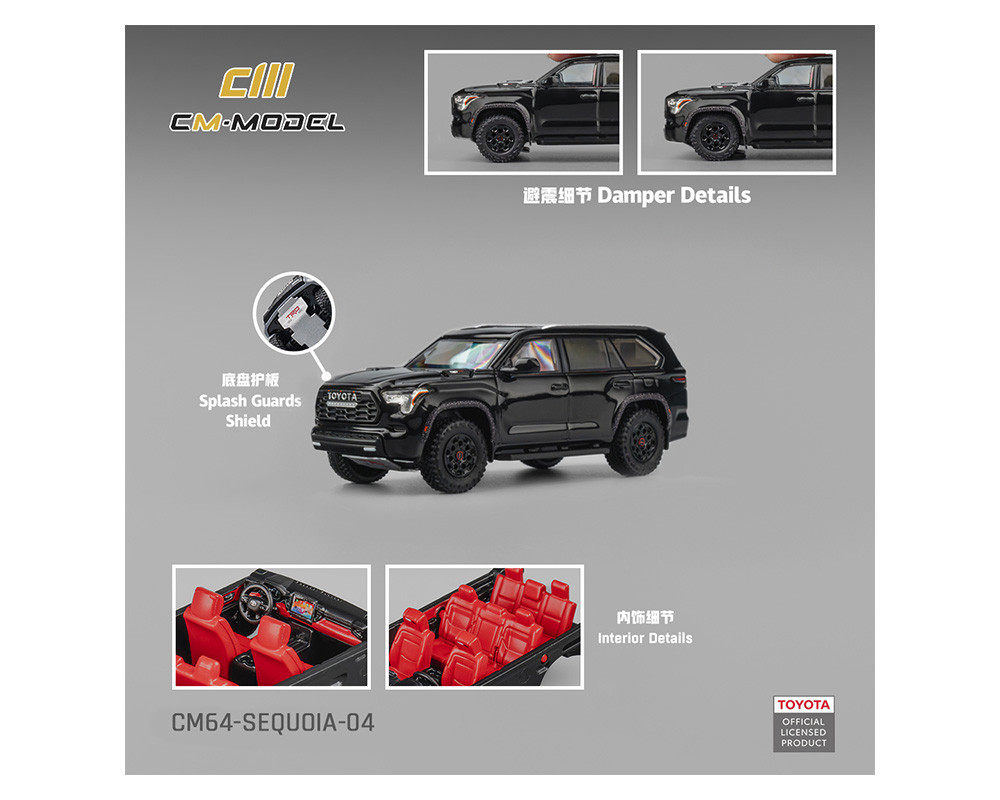 1/64 CM Model Toyota Sequoia (Midnight Black) Diecast Car Model