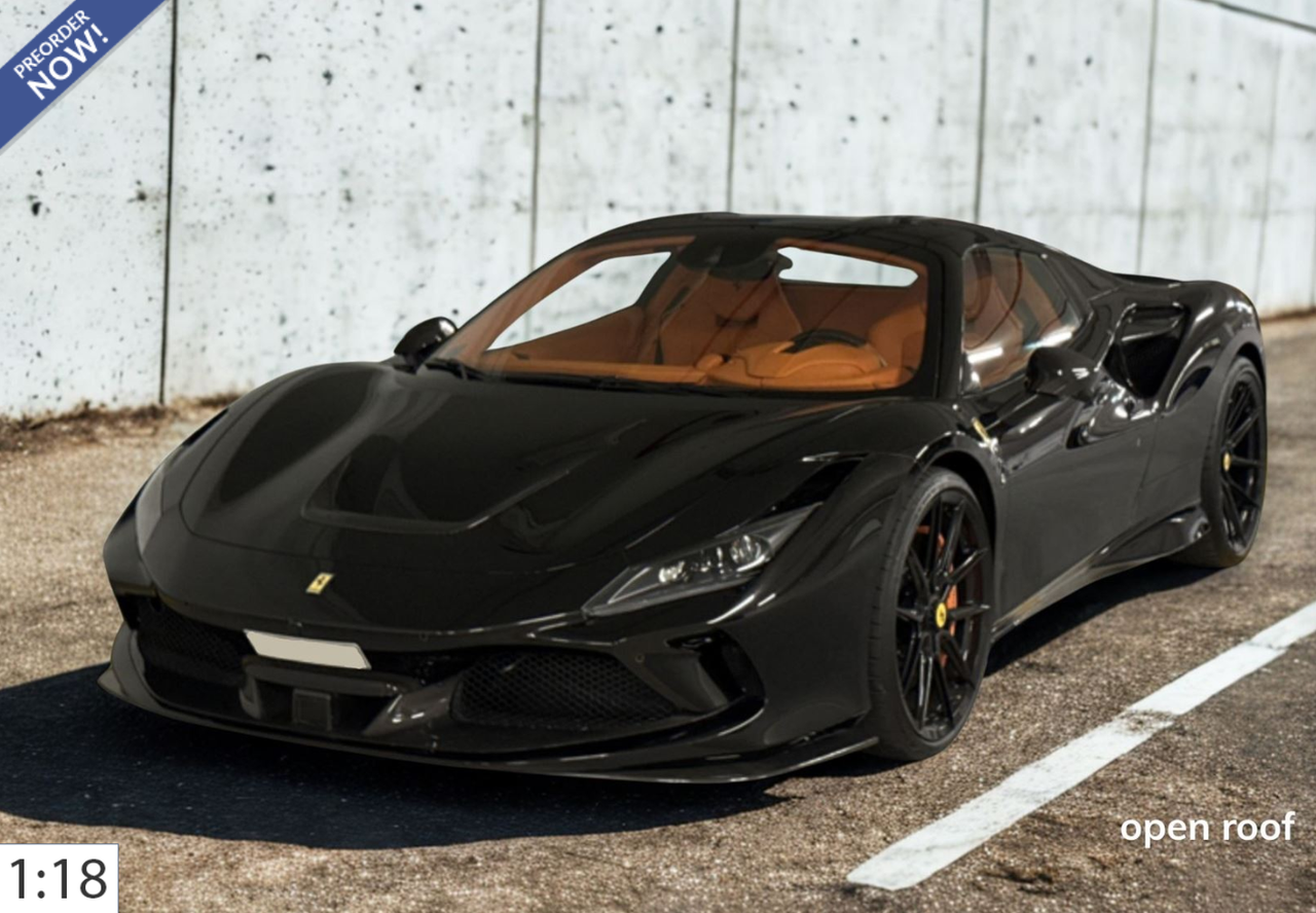 1/18 BBR Ferrari F8 Tributo Spider Open Roof (Black DS) Car Model Limited