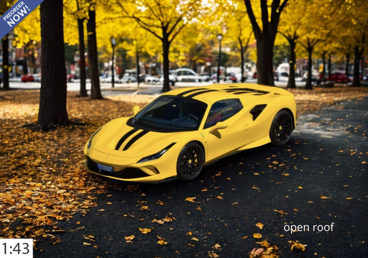 1/43 BBR Ferrari F8 Tributo Spider Open Roof (Modena Yellow with Black Stripe) Car Model Limited