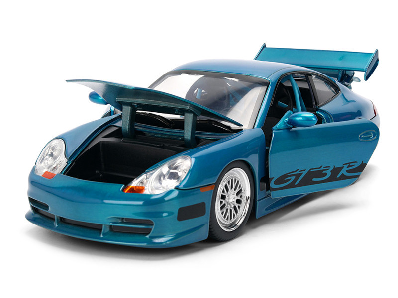 Porsche 911 GT3 RS (996) Blue Color Brush Finish "Fast Five" (2011) Movie "25 Years of Fast & Furious" Series 1/24 Diecast Model Car by Jada