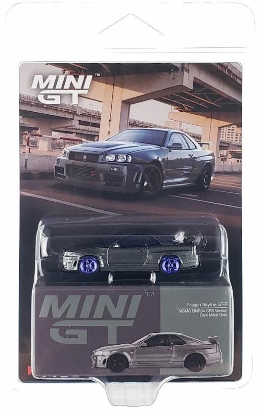 CHASE CAR 1/64 Mini GT Nissan Skyline GT-R R34 Nismo BNR34 CRS Version (Dark Metal Gr3y) Diecast Car Model