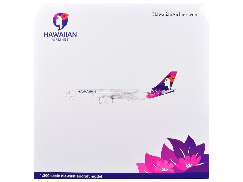Airbus A330-200 Commercial Aircraft "Hawaiian Airlines" (N360HA) White with Purple Tail Graphics "Gemini 200" Series 1/200 Diecast Model Airplane by GeminiJets