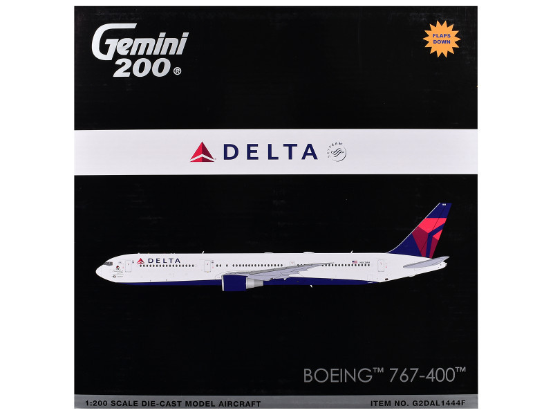 Boeing 767-400ER Commercial Aircraft with Flaps Down "Delta Air Lines" (N482MH) White with Blue and Red Tail "Gemini 200" Series 1/200 Diecast Model Airplane by GeminiJets