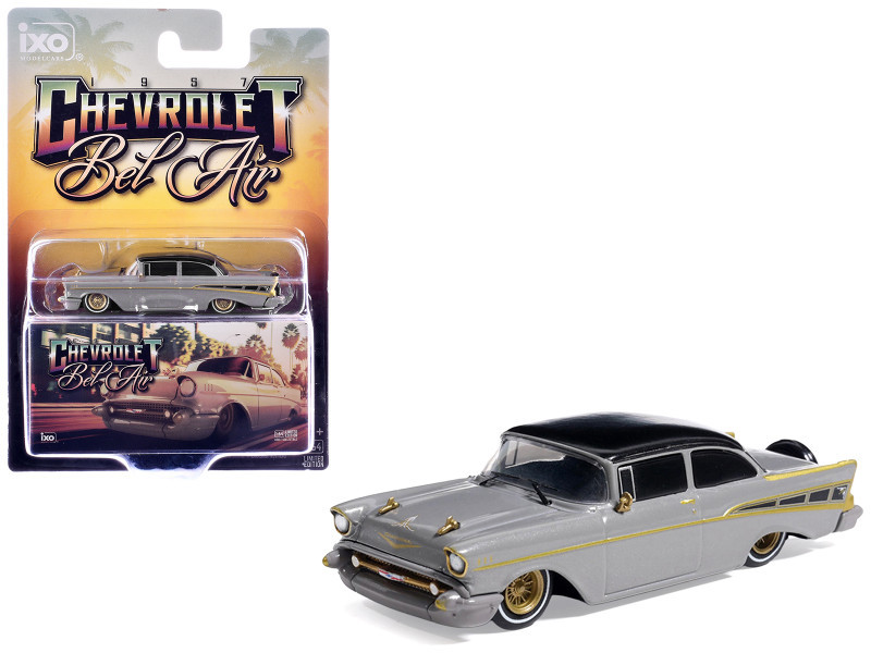 1957 Chevrolet Bel Air Lowrider Gray with Black Top and Gold