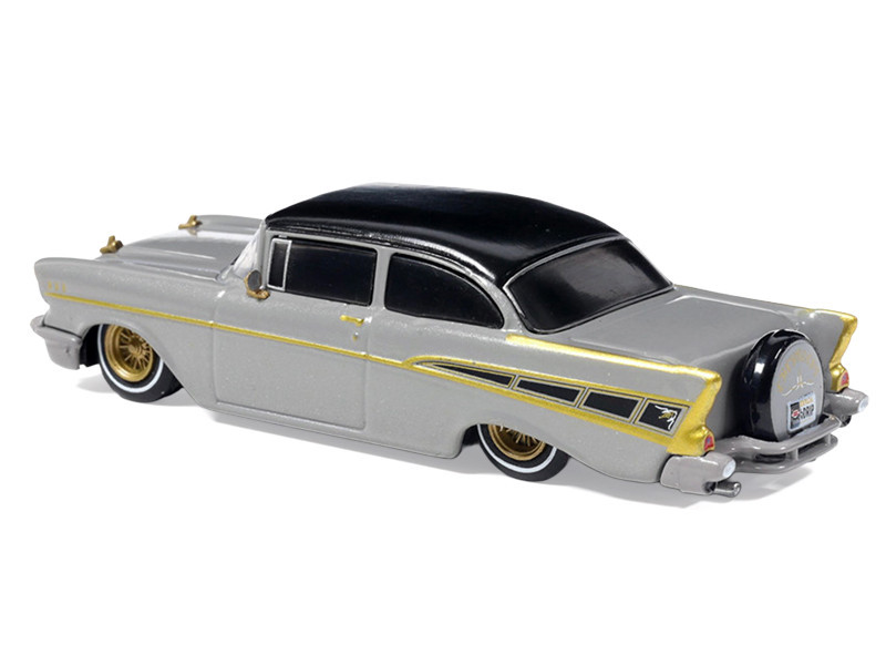 1957 Chevrolet Bel Air Lowrider Gray with Black Top and Gold