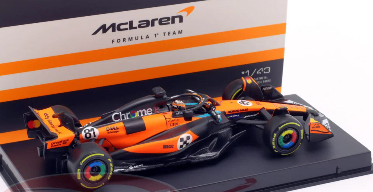 1/43 BBurago 2025 Formula 1 Oscar Piastri McLaren MCL39 #81 3rd Monaco GP Car Model