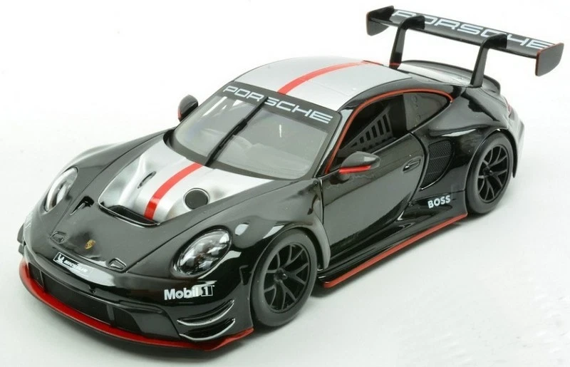 1/24 BBurago 2023 Porsche 911 GT3 R (Black & Silver) Diecast Car Model