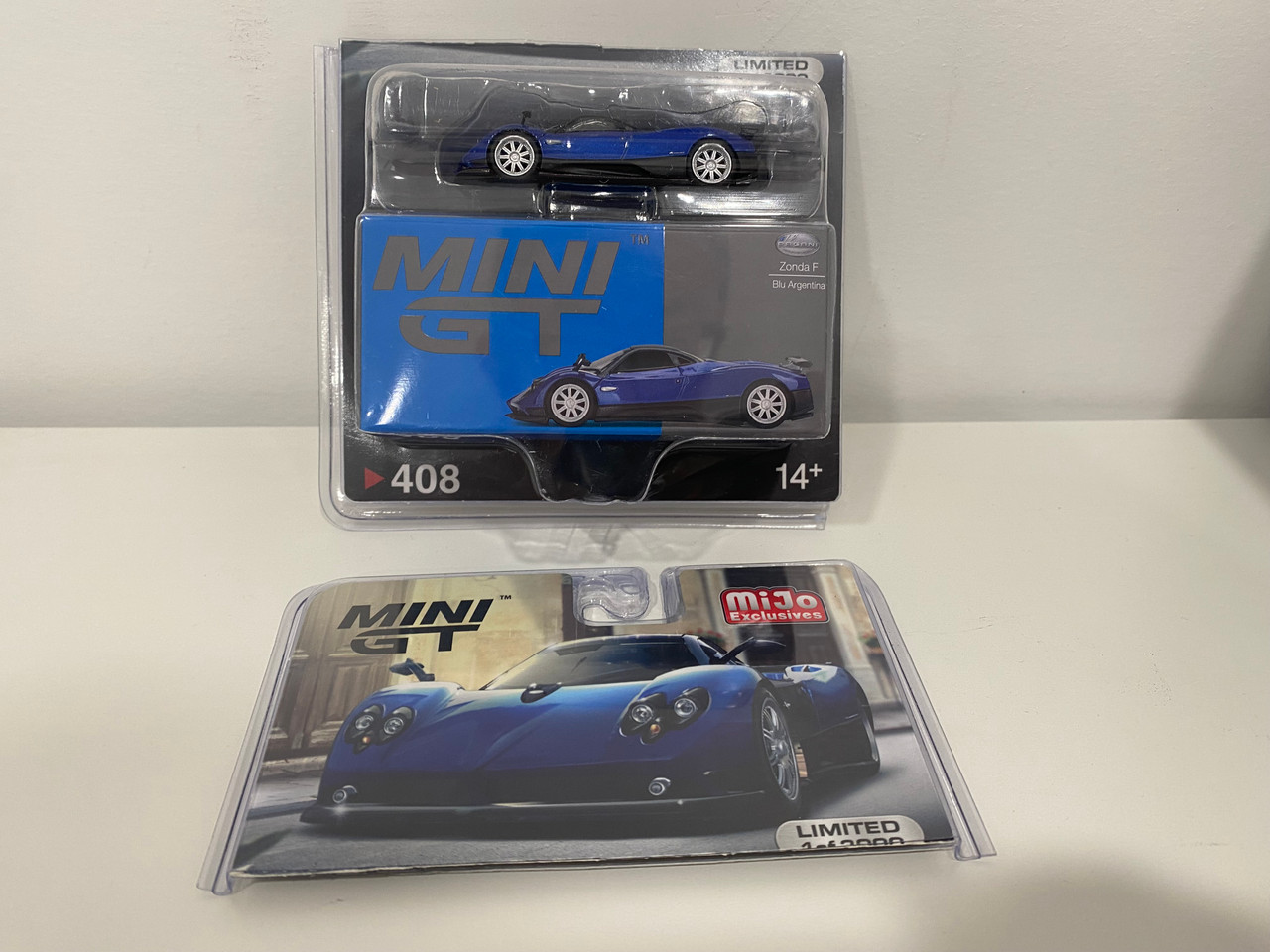 OPEN BOX AS-IS 1/64 Mini GT Pagani Zonda F (Blu Argentina Blue) Diecast Car Model