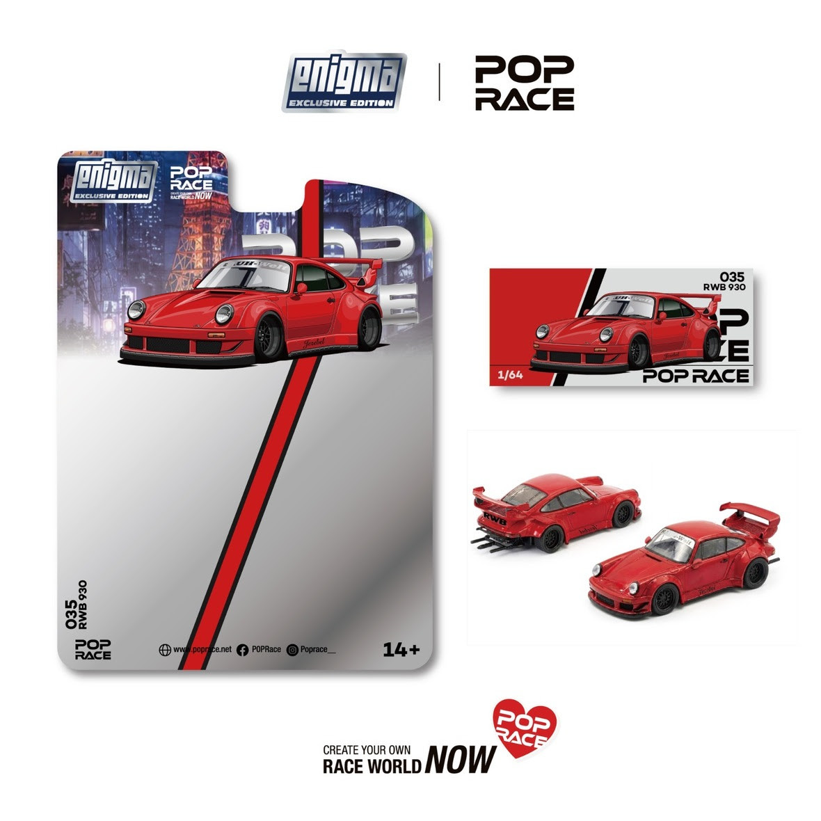 ミニカー POPRACE 1/64 RWB 930 & RWB TRUCK RED 1/64 Poprace Porsche 911 RWB 930 (Red) Diecast Car Model