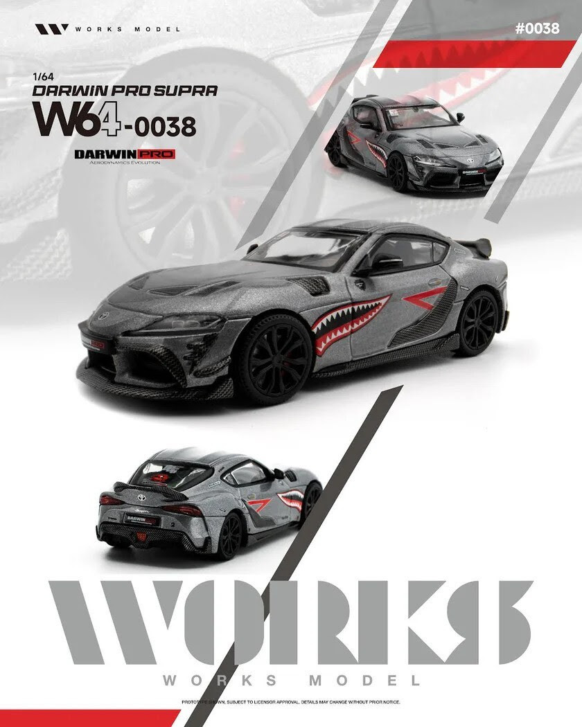 1/64 Works Models Darwin Pro Toyota Supra (Carbon Grey) Diecast Car Model