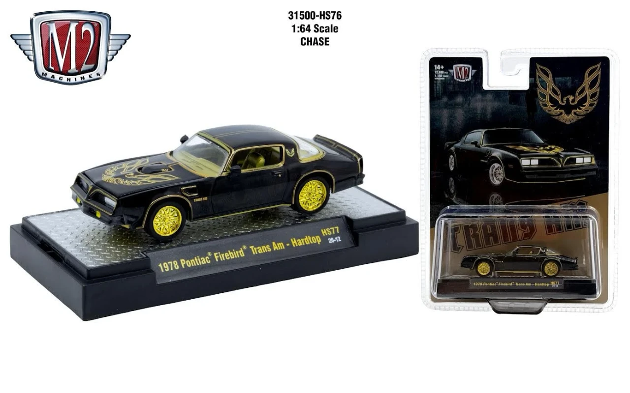 CHASE CAR 1/64 M2 Machines 1978 Pontiac Trans Am Firebird Special Edition (Black) Diecast Car Model