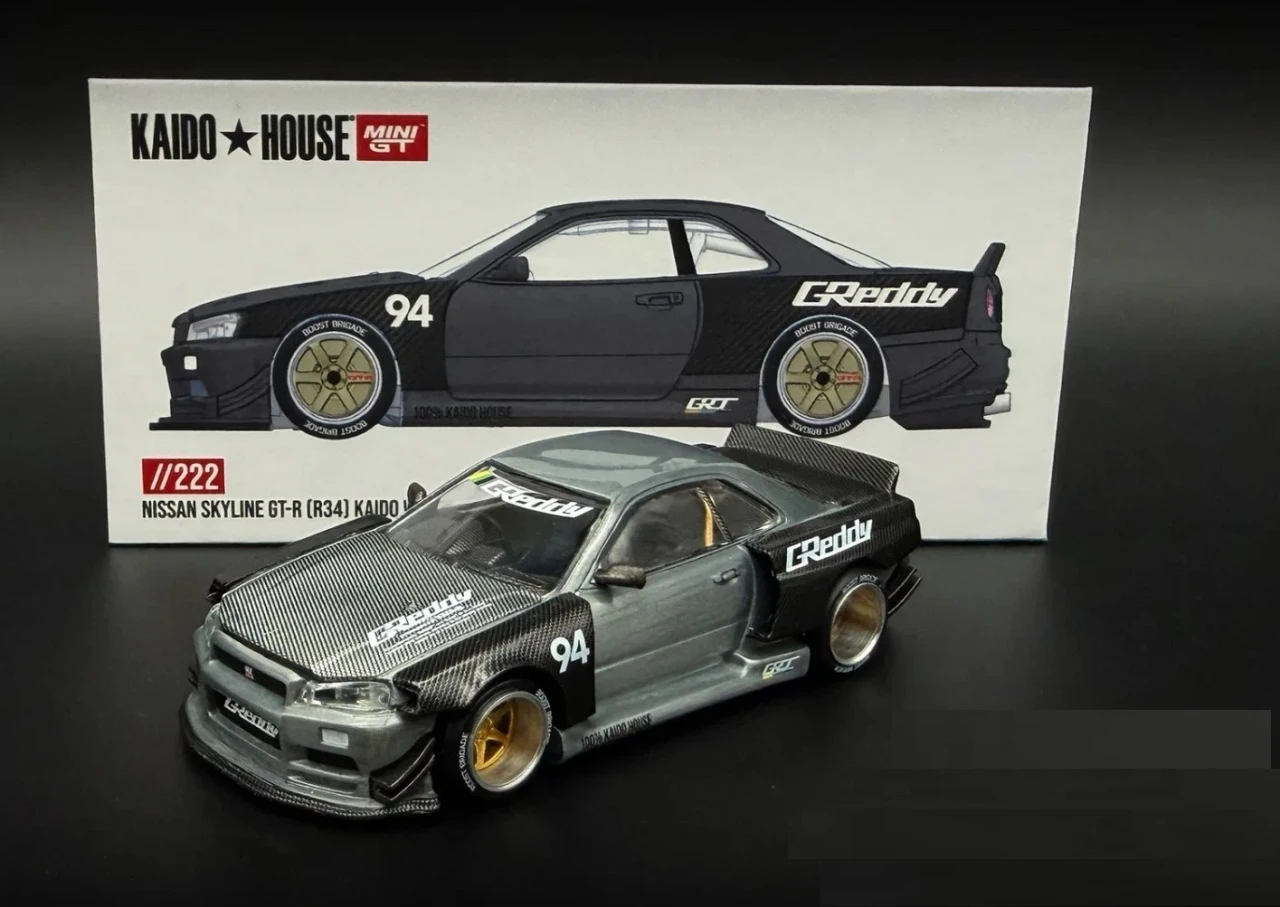 CHASE CAR 1/64 Kaido House Nissan Skyline GT-R (R34) Kaido Works GReddy V2 Diecast Car Model