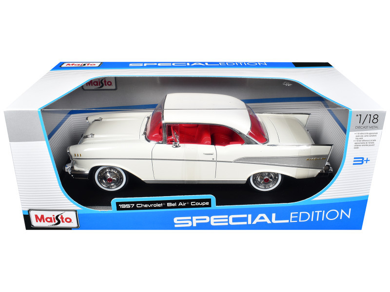 1957 Chevrolet Bel Air Coupe White with Red Interior 