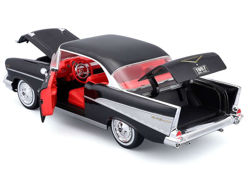 1957 Chevrolet Bel Air Coupe Black with Red Interior "Special Edition" Series 1/18 Diecast Model Car by Maisto