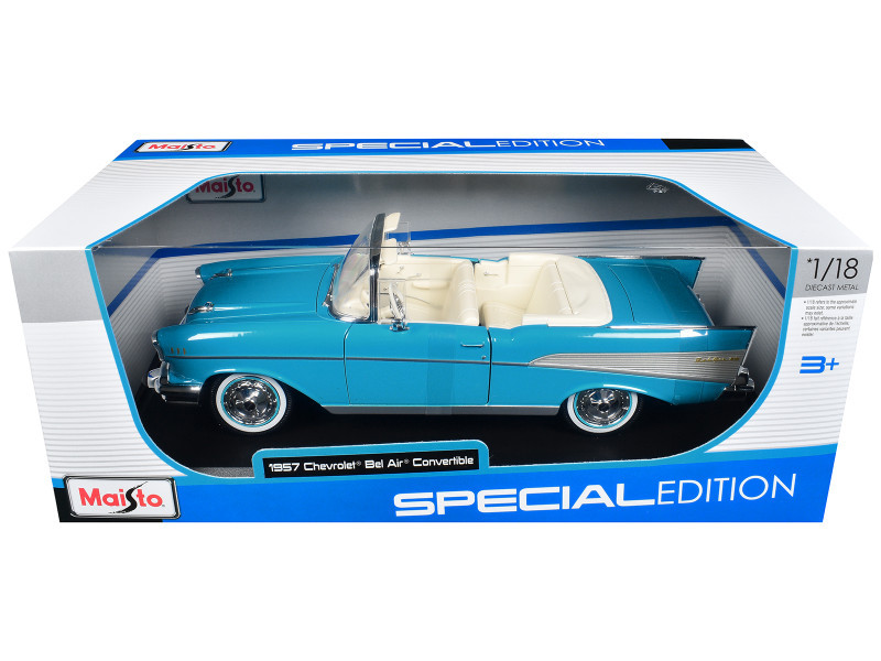 1957 Chevrolet Bel Air Convertible Blue with White Interior