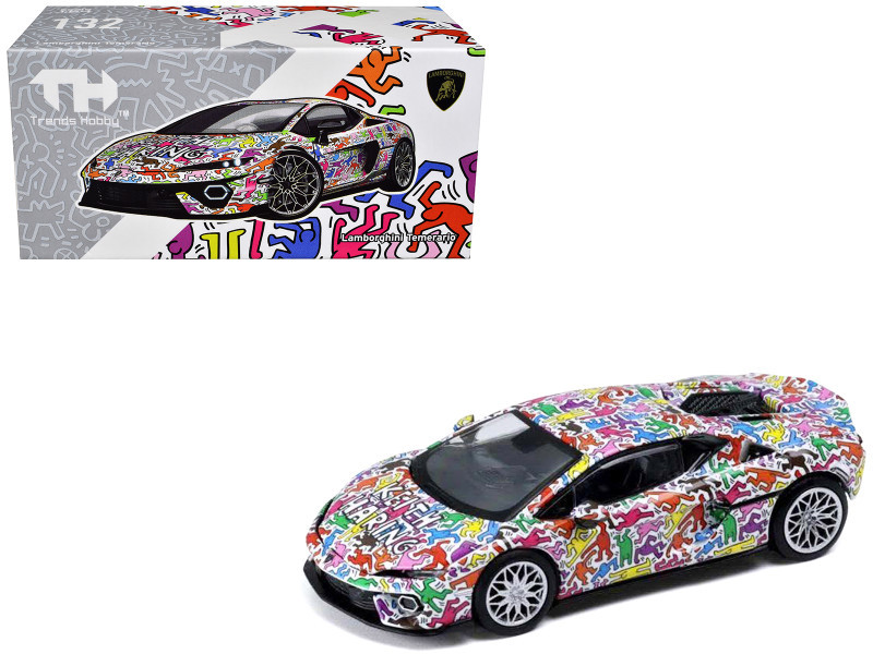Lamborghini Temerario "Keith Haring Livery" White with Graphics 1/64 Diecast Model car by Trends Hobby