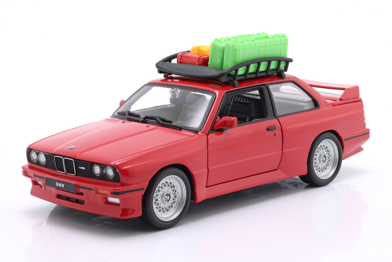 1/24 BBurago 1988 BMW M3 E30 (Red) with Roof Rack Diecast Car Model