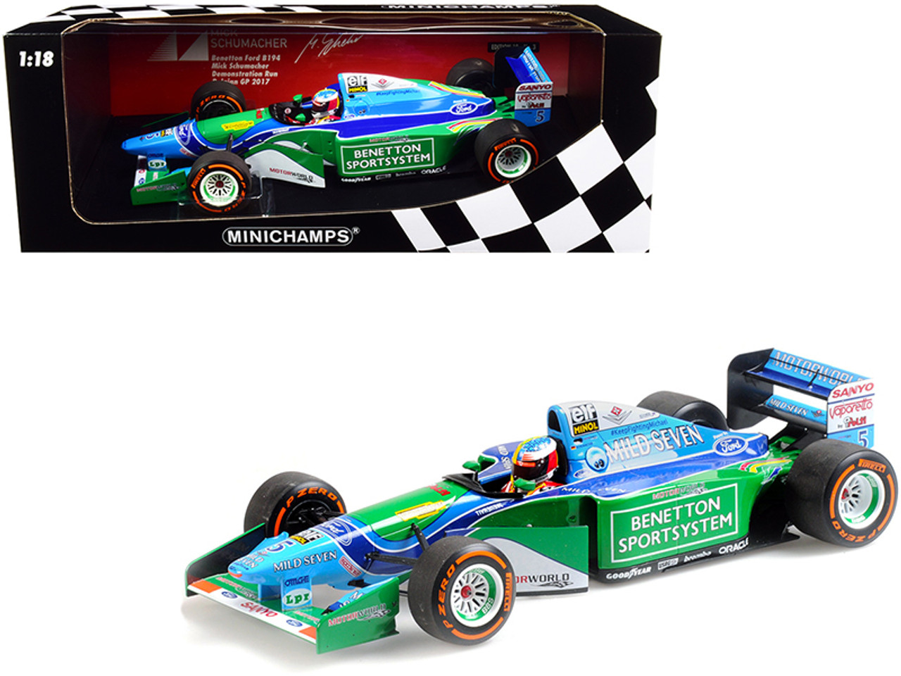 Benetton Ford B194 #5 Mick Schumacher Demonstration Run Formula One F1  Belgian Grand Prix (2017) Limited Edition to 504 pieces Worldwide 1/18  Diecast Model Car by Minichamps - LIVECARMODEL.com