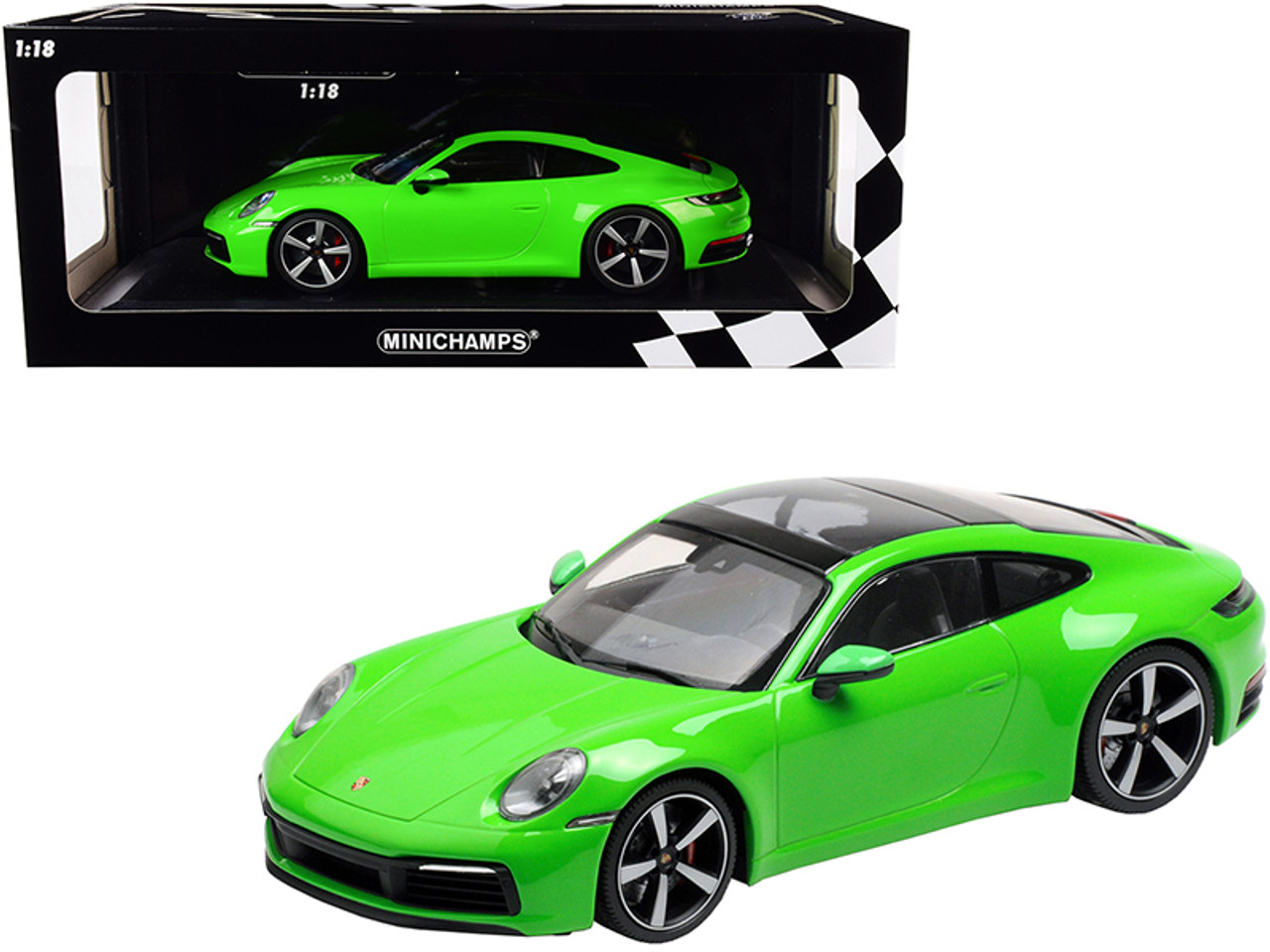 2019 Porsche 911 Carrera 4S Bright Green Limited Edition to 312 pieces Worldwide 1/18 Diecast Model Car by Minichamps