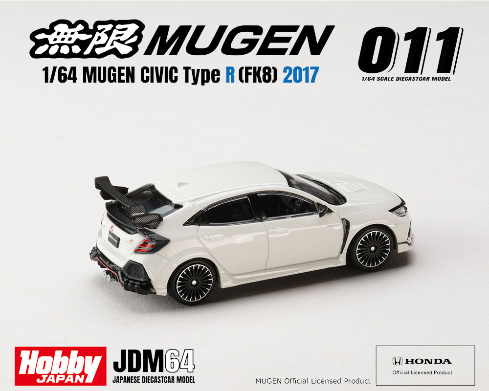 1/64 Hobby Japan 2017 Mugen Honda Civic Type R (FK8) (Championship White) Diecast Car Model