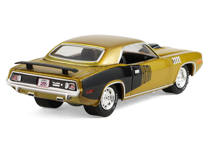 1971 Plymouth Hemi ‘Cuda Gold Metallic with Black Accents "America 250 Edition" "Anniversary Collection" Series 18 1/64 Diecast Model Car by Greenlight