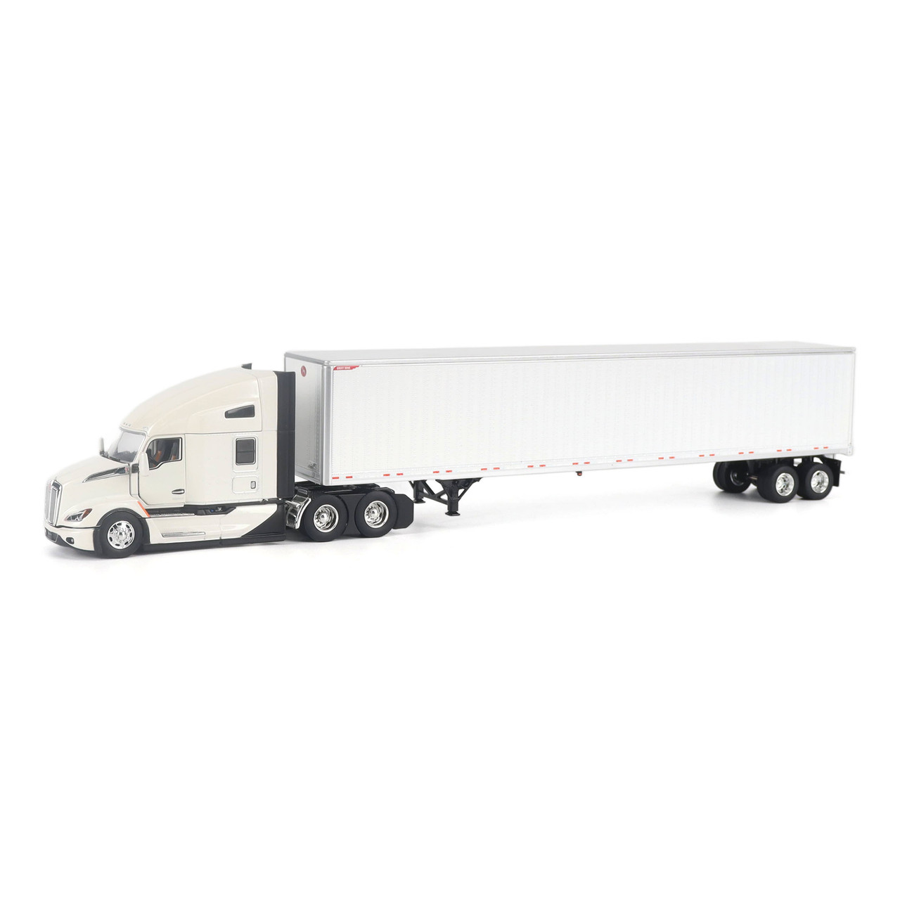 1/50 Diecast Masters Kenworth T680 Next-Gen 76in-High-Roof Sleeper-Cab Tandem Tractor with Great Dane Champion 53ft Dry Cargo Trailer (White) Diecast Model