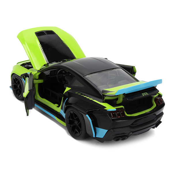2026 Ford Mustang RTR Spec 5-D Lime Green with Black Top and Graphics "Hyper-Spec" Series 1/24 Diecast Model Car by Jada