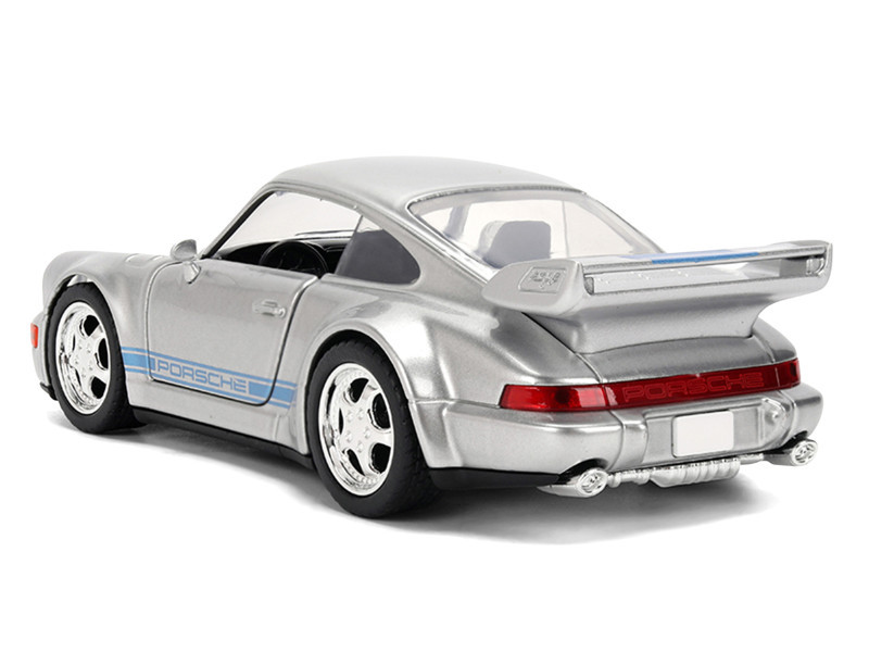 Porsche 911 Carrera RS 3.8 "Mirage" Silver Metallic with Blue Stripes "Transformers: Rise of the Beasts" (2023) Movie "Hollywood Rides" 1/32 Diecast Model Car by Jada