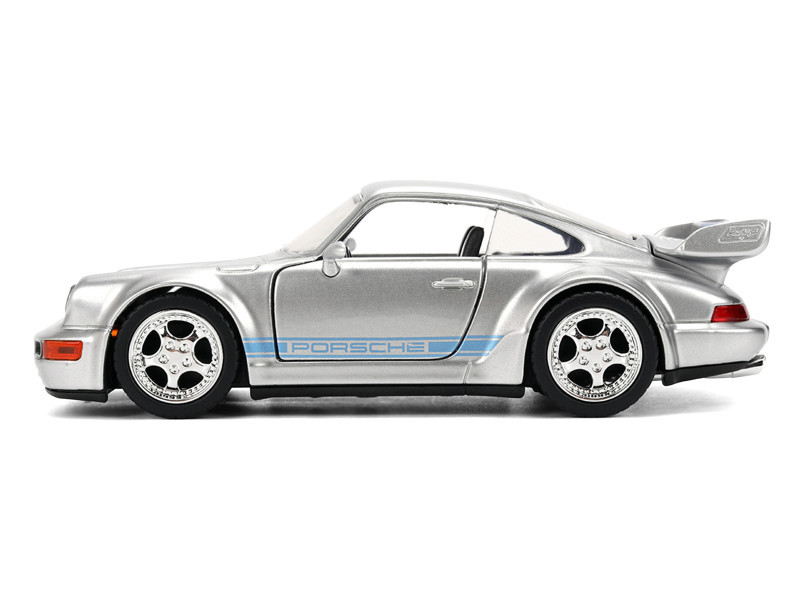 Porsche 911 Carrera RS 3.8 "Mirage" Silver Metallic with Blue Stripes "Transformers: Rise of the Beasts" (2023) Movie "Hollywood Rides" 1/32 Diecast Model Car by Jada