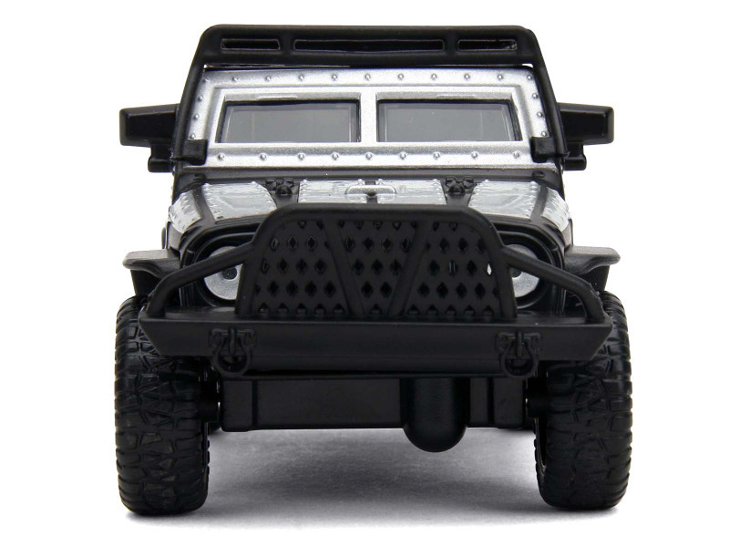 Tej's Jeep Wrangler Custom Silver Metallic with Black Top and Roof Rack "Furious 7" (2015) Movie "25 Years of Fast & Furious" Series 1/32 Diecast Model Car by Jada