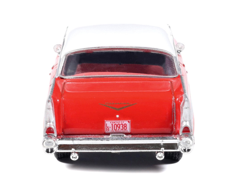 1957 Chevrolet Bel Air Red with White Top and Red Interior 1/64 Diecast Model by IXO Models