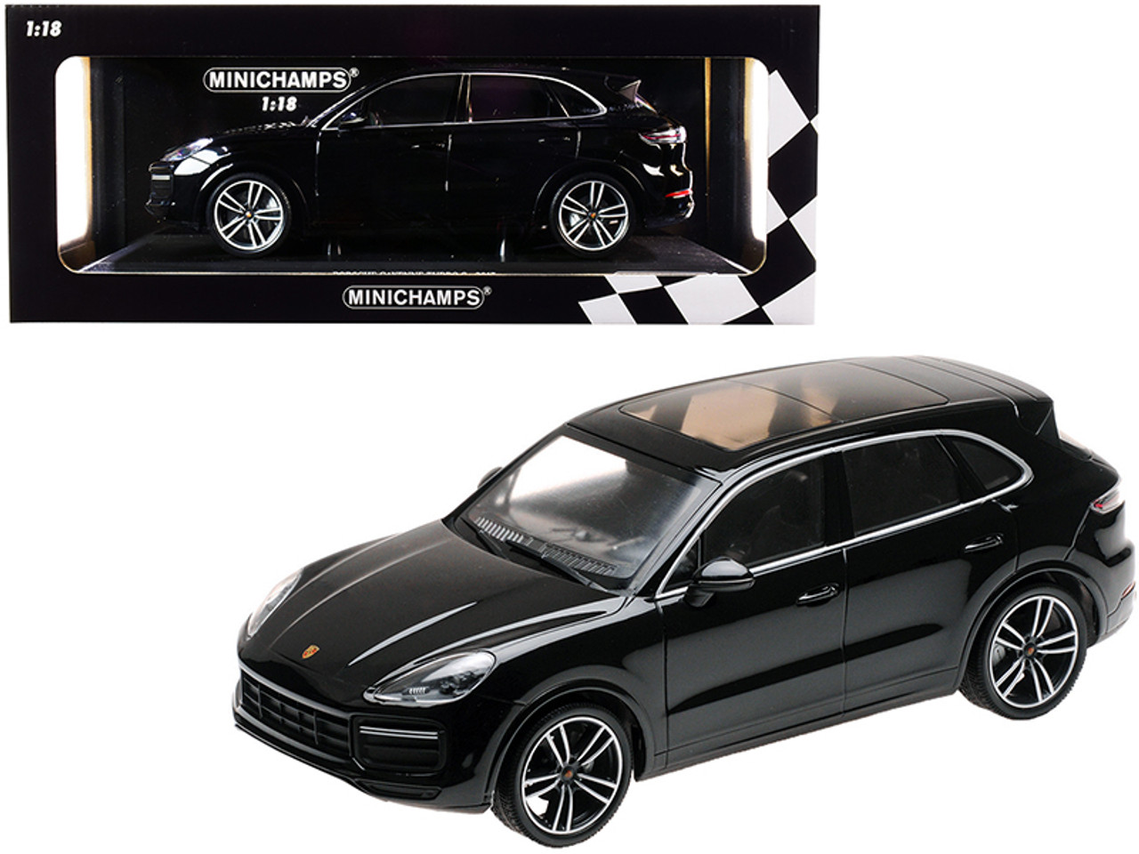 2017 Porsche Cayenne Turbo S Black Limited Edition to 504 pieces Worldwide  1/18 Diecast Model Car by Minichamps