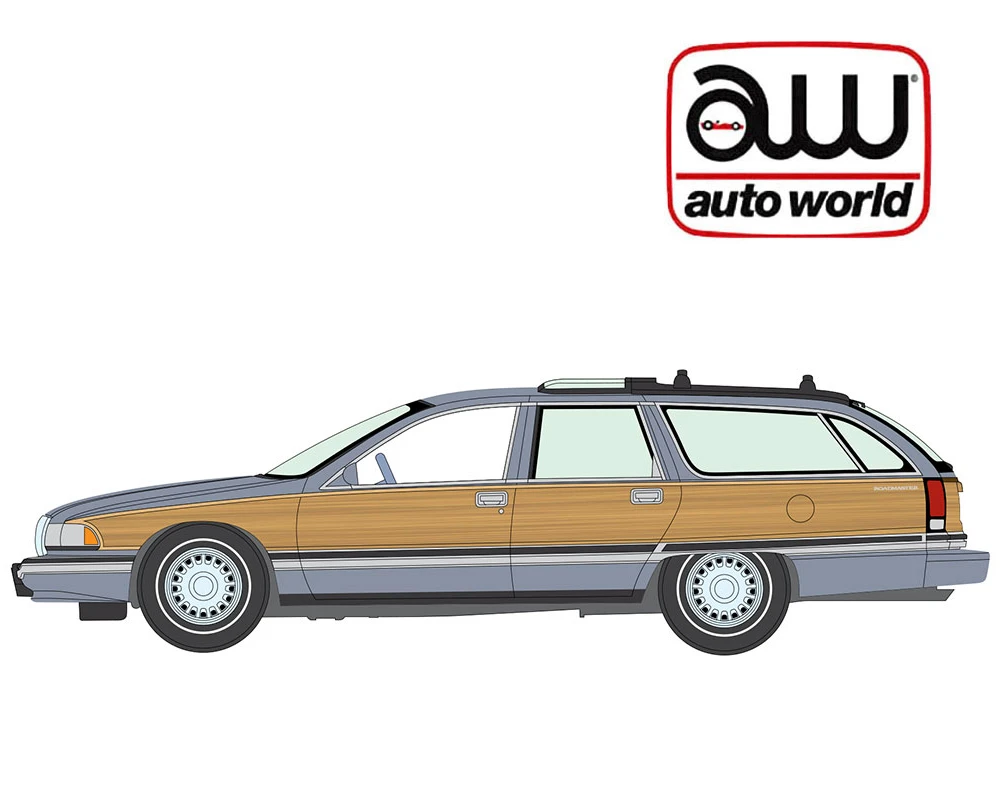 1/64 Auto World 1995 Buick Roadmaster Wagon (Light Adriatic Poly) Diecast Car Model