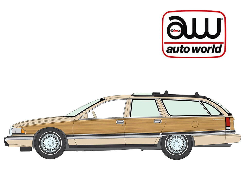 1/64 Auto World 1995 Buick Roadmaster Wagon (Light Driftwood Poly) Diecast Car Model