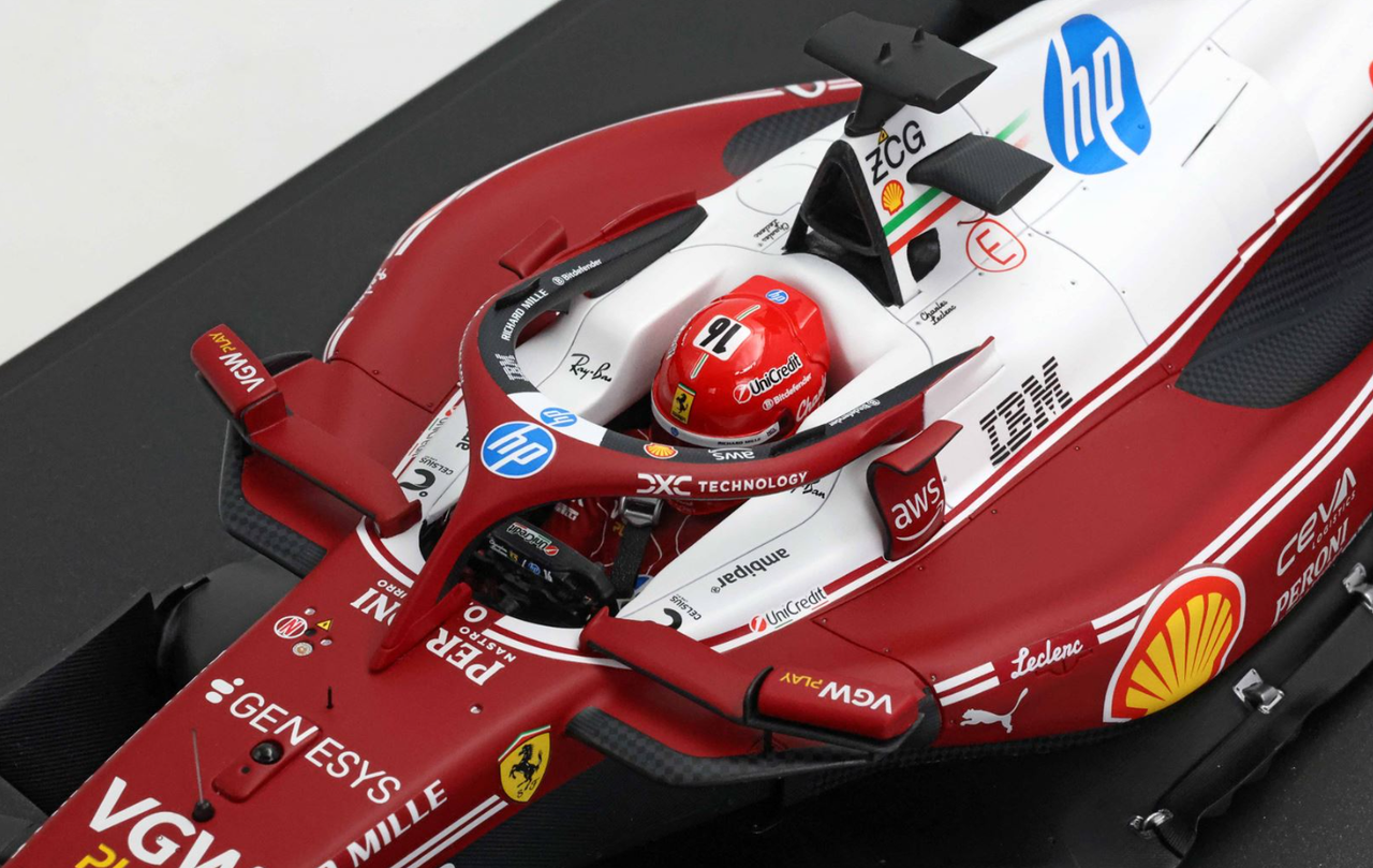 1/12 BBR 2025 Formula 1 Ferrari SF25 Monza Livery 50 Years Since Lauda's World Championship Victory #16 Charles Leclerc Car Model Limited