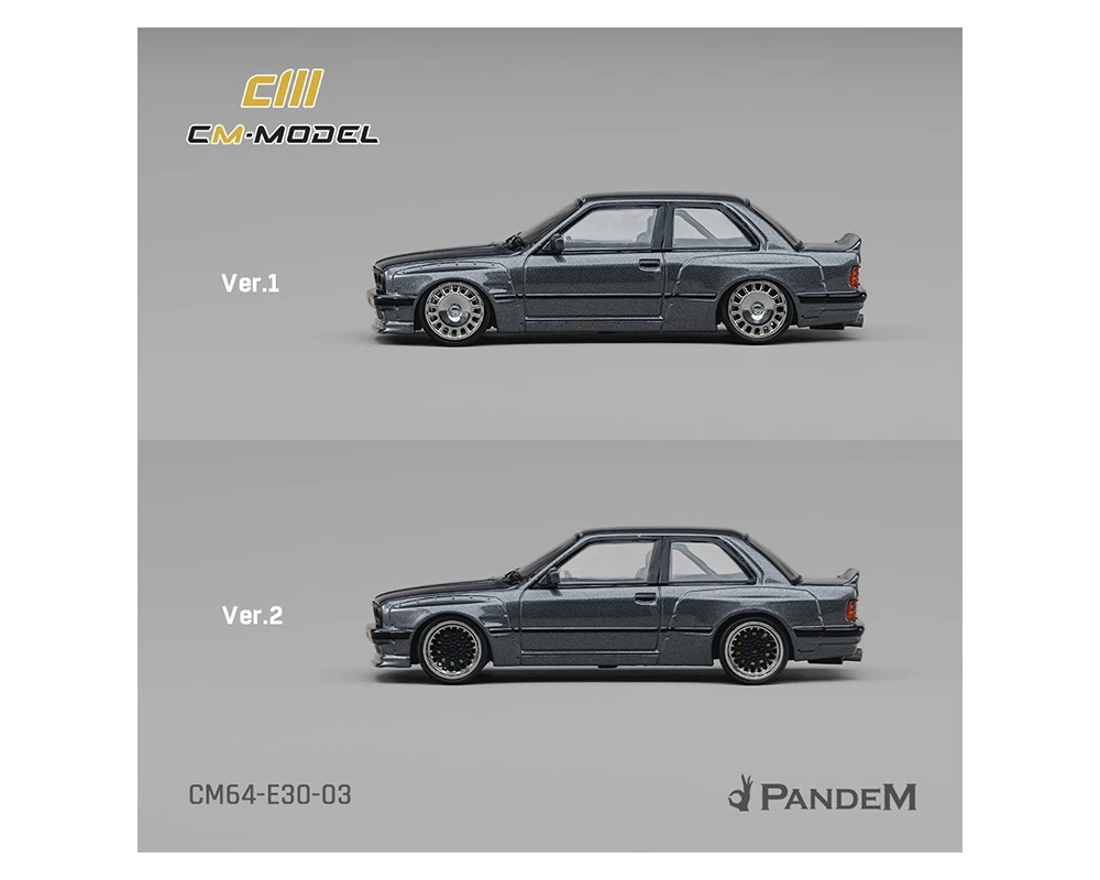 1/64 CM Model Pandem BMW M3 E30 (Metallic Gunmetal Grey) Diecast Car Model
