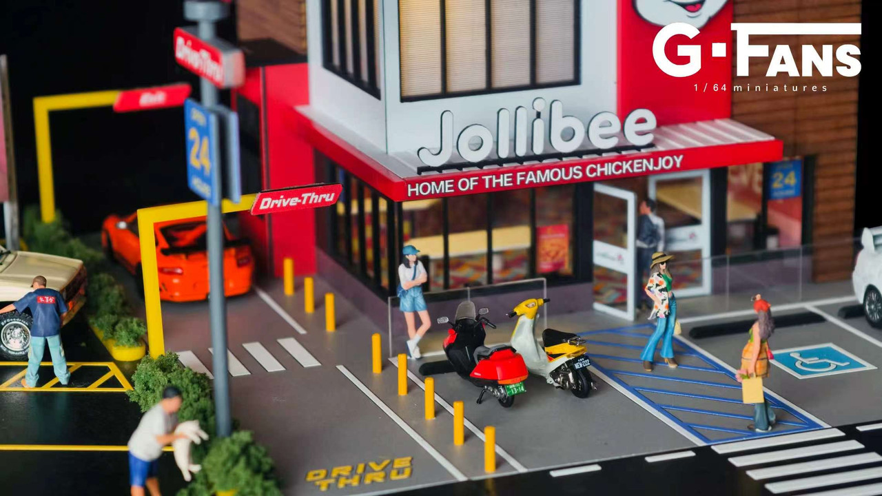 1/64 G-Fans Jollibee Fried Chicken Building Diorama with LED (Cars