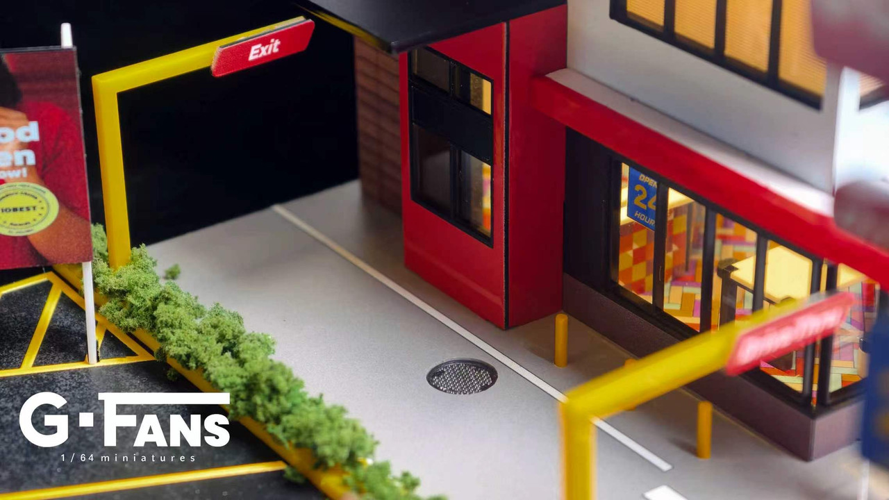 1/64 G-Fans Jollibee Fried Chicken Building Diorama with LED (Cars
