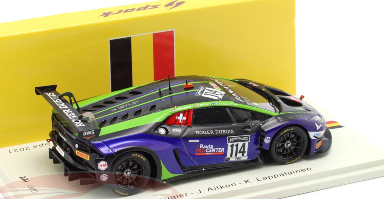 1/43 Spark 2021 Lamborghini Huracán GT3 Evo #114 24h Spa Emil Frey Racing Jack Aitken, Konsta Lappalainen, Arthur Rougier Car Model