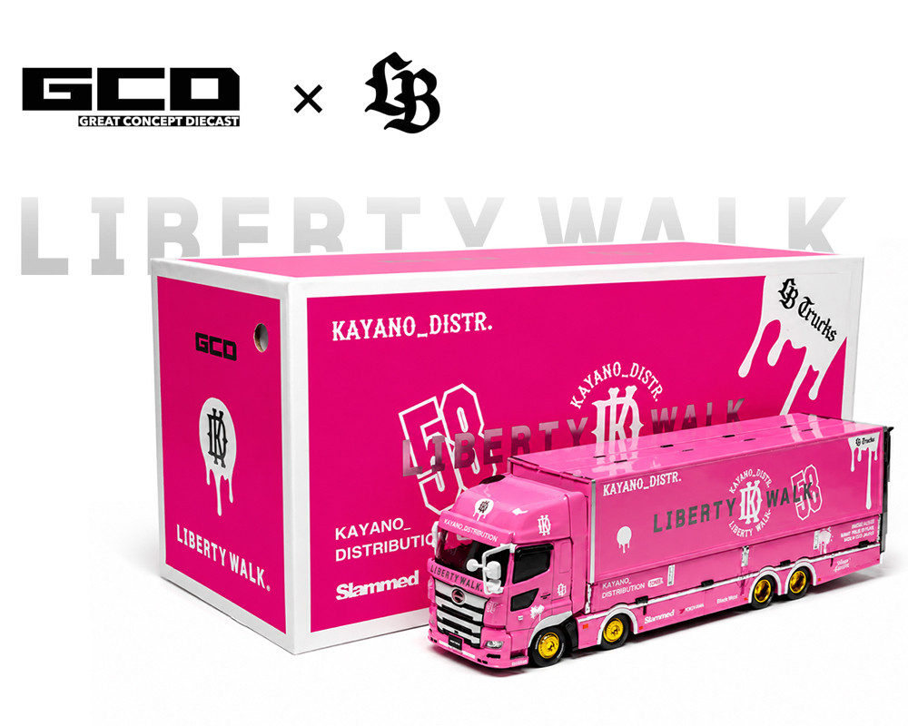 Liberty Walk Hino Truck ミニカー 1/64 GCD LBWK Hino 700 LB Truck (Pink) Special Edition Diecast