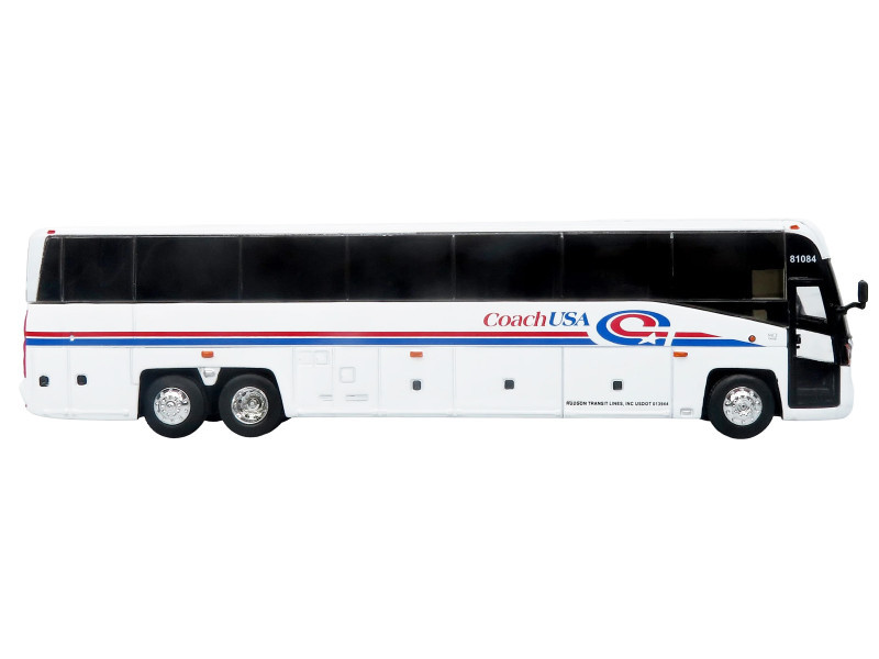 MCI D4520 Commuter Coach Bus "Coach USA" White with Blue and Red Stripes "The Bus & Motorcoach Collection" Limited Edition to 504 pieces Worldwide 1/87 (HO) Scale Diecast Model by Iconic Replicas