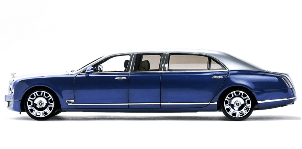 1/18 Almost Real Bentley Mulsanne Grand Limousine by Mulliner (Blue /  Silver) Diecast Car Model