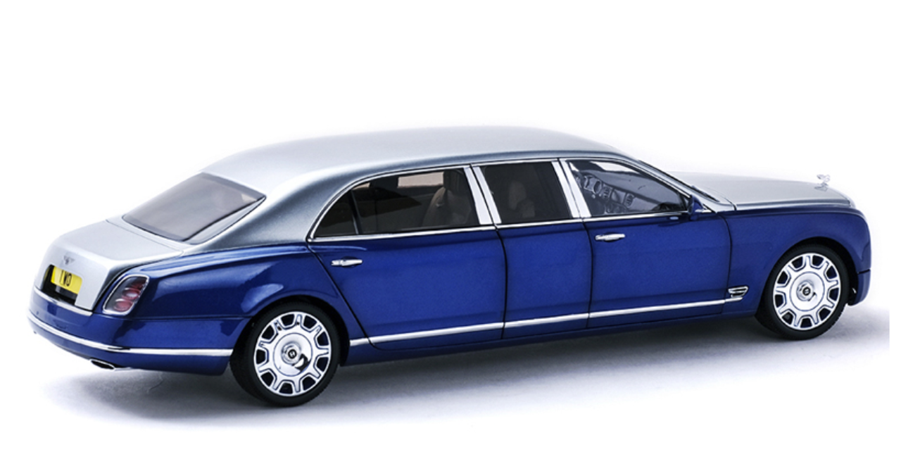 1/18 Almost Real Bentley Mulsanne Grand Limousine by Mulliner (Blue / Silver) Diecast Car Model