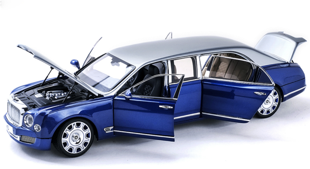 1/18 Almost Real Bentley Mulsanne Grand Limousine by Mulliner (Blue / Silver) Diecast Car Model