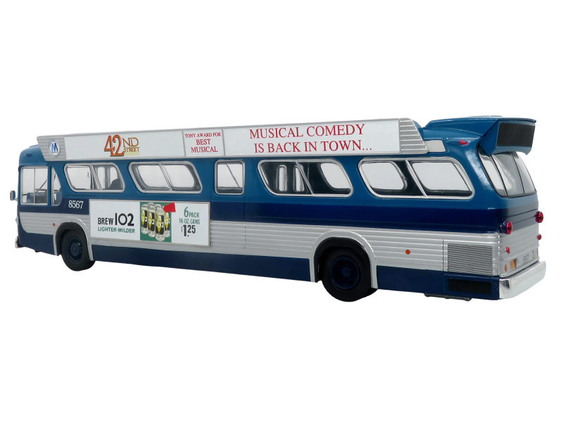1963 GM TDH-5303 Transit Bus "MTA New York City Surface Transit" Blue Two-Tone with Graphics "The Bus & Motorcoach Collection" Limited Edition to 504 pieces Worldwide 1/43 Plastic Model by Iconic Replicas