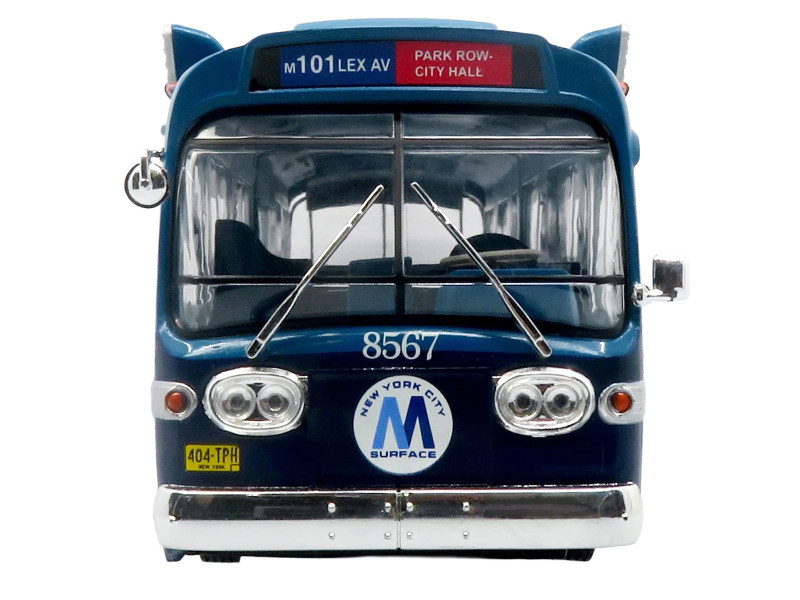 1963 GM TDH-5303 Transit Bus "MTA New York City Surface Transit" Blue Two-Tone with Graphics "The Bus & Motorcoach Collection" Limited Edition to 504 pieces Worldwide 1/43 Plastic Model by Iconic Replicas